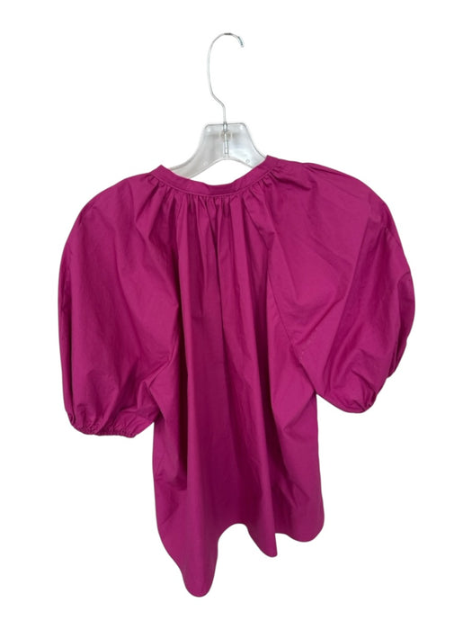 BA & SH Size S Magenta Cotton 3/4 Balloon Sleeve V Neck Neck Tie Top Magenta / S