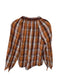 Carolina K Size S Orange & Brown Cotton Long Balloon Sleeve Plaid Top Orange & Brown / S