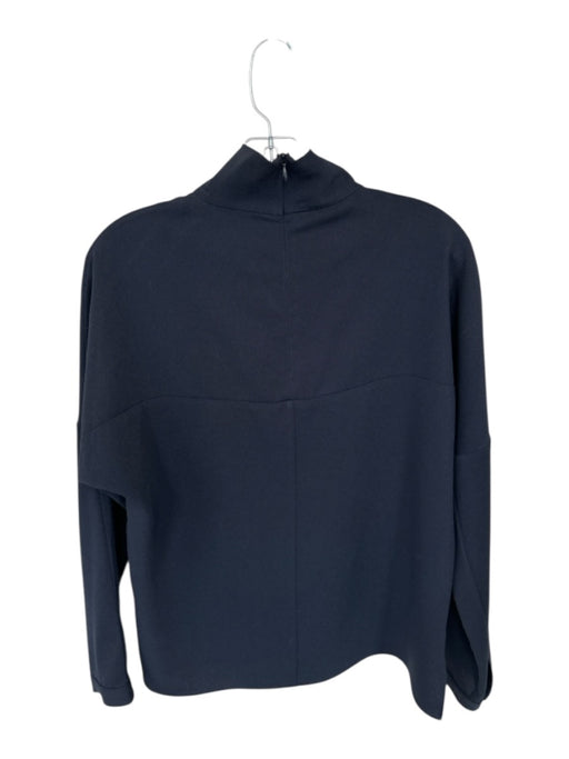 Tibi Size Est S Navy Triacetate Long Sleeve Back Zip Mock Neck Top Navy / Est S