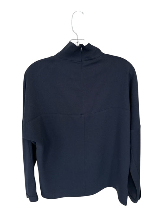 Tibi Size Est S Navy Triacetate Long Sleeve Back Zip Mock Neck Top Navy / Est S