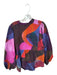 Oliphant Size L purple & orange Cotton Long Balloon Sleeve Abstract Buttons Top purple & orange / L
