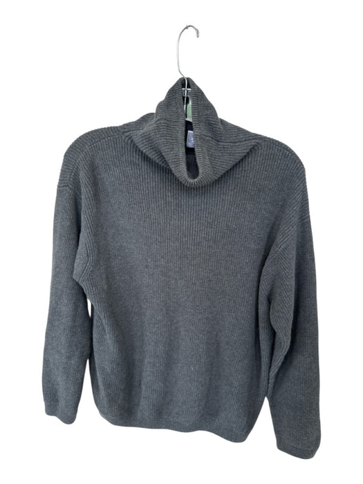 Belford Size L Gray Pima Cotton Turtle Neck Knit Long Sleeve Sweater Gray / L