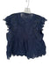 Zadig & Voltaire Size L Navy Cotton Short Sleeve Pleat Detail Embroidered Top Navy / L