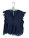 Zadig & Voltaire Size L Navy Cotton Short Sleeve Pleat Detail Embroidered Top Navy / L