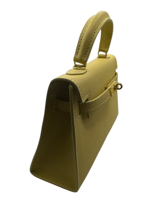 Yellow Vegan Leather Top Handle Structured Long Strap Incl. Bag Yellow / S