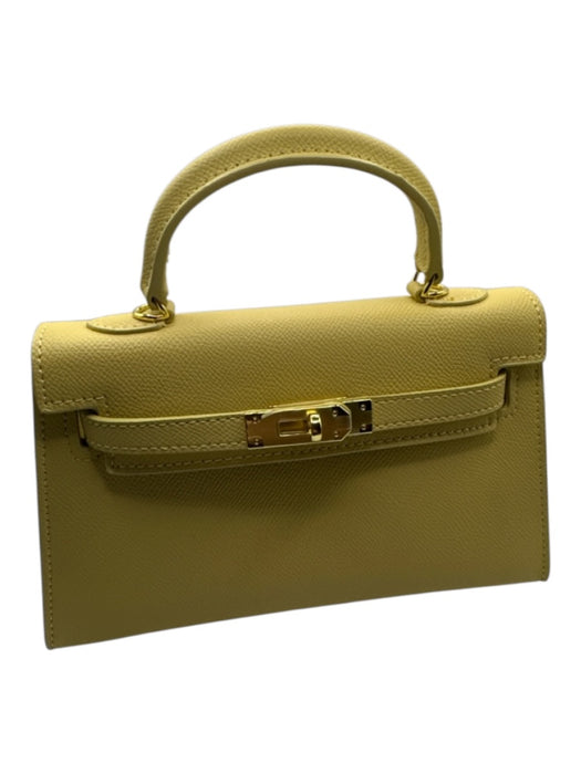 Yellow Vegan Leather Top Handle Structured Long Strap Incl. Bag Yellow / S