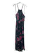 Tularosa Size S Black & Magenta Polyester Shimmer Sleeveless Floral Print Dress Black & Magenta / S