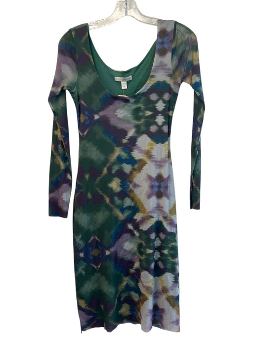 Westonwear Size M Green & Multi Nylon Scoop Neck Long Sleeve Pull On Dress Green & Multi / M