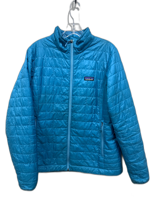 Patagonia Size L Teal Blue Polyester High Neck Zipper Front Quilted Jacket Teal Blue / L
