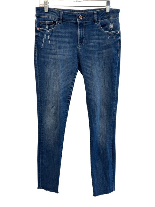 DL1961 Size 26 Blue Cotton Blend Medium Wash Distressed Zipper Fly Skinny Jeans Blue / 26