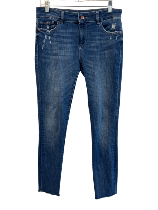 DL1961 Size 26 Blue Cotton Blend Medium Wash Distressed Zipper Fly Skinny Jeans Blue / 26