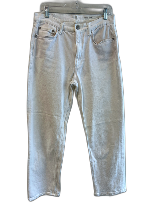 Rag & Bone Size 29 White Cotton High Rise 5 Pocket Zip Fly wide straight Jeans White / 29