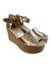 Marc Fisher Shoe Size 9 Gold Leather Metallic Open Toe Wedge Espadrille Shoes Gold / 9