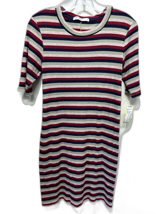 Stateside Size M Beige & Multi Cotton Ribbed Striped Dress Beige & Multi / M