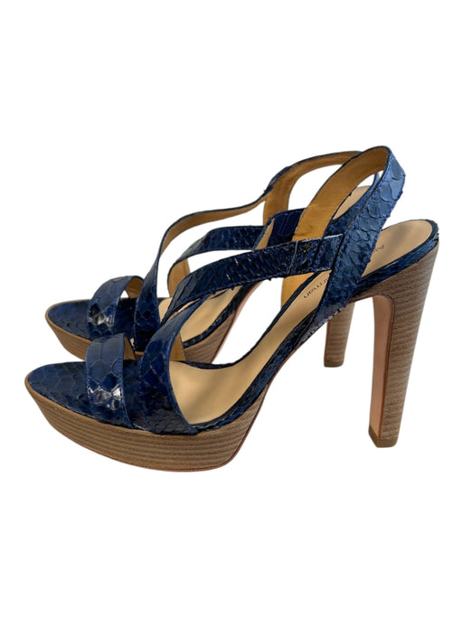 Alexandre Birman Shoe Size 9 Blue Python Open Toe & Heel Criss Cross Shoes Blue / 9