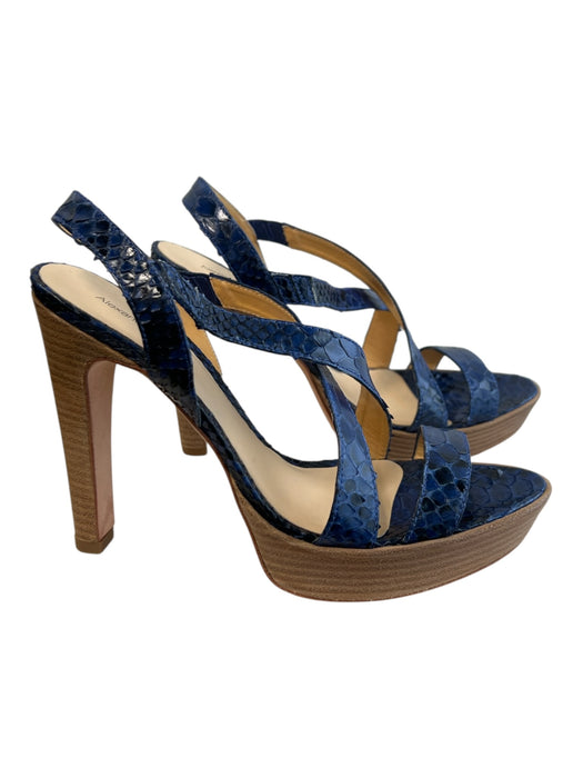 Alexandre Birman Shoe Size 9 Blue Python Open Toe & Heel Criss Cross Shoes Blue / 9