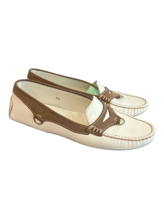 Tod's Shoe Size 8.5 Off White & Tan Patent Leather Silver Hardware Loafer Shoes Off White & Tan / 8.5