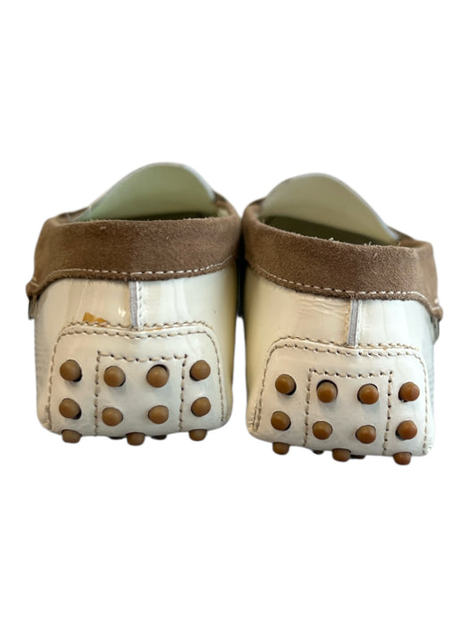 Tod's Shoe Size 8.5 Off White & Tan Patent Leather Silver Hardware Loafer Shoes Off White & Tan / 8.5