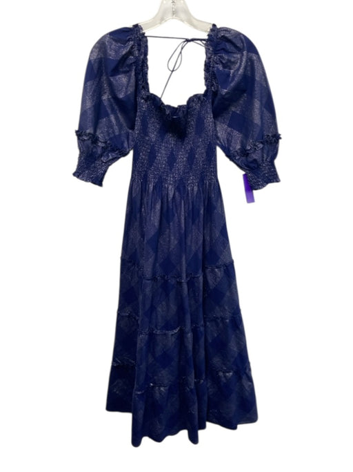 Hill House Size S Navy blue & silver cotton & metallic Sleeveless Plaid Dress Navy blue & silver / S