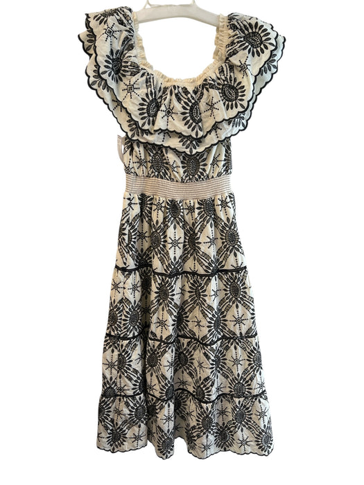 Allison Size M Black & White Cotton Off Shoulder Maxi eyelet Embroidered Dress Black & White / M