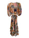 Zimmermann Size Est S Pink, Green & Multi Print Linen Maxi Puff Sleeve Dress Pink, Green & Multi Print / Est S