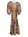 Zimmermann Size Est S Pink, Green & Multi Print Linen Maxi Puff Sleeve Dress Pink, Green & Multi Print / Est S