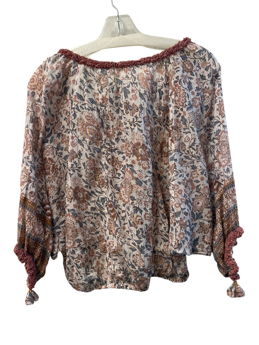 Poupette St. Barth Size One Size Pink Multi Cotton V Neck Short Sleeve Top Pink Multi / One Size