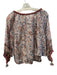 Poupette St. Barth Size One Size Pink Multi Cotton V Neck Short Sleeve Top Pink Multi / One Size