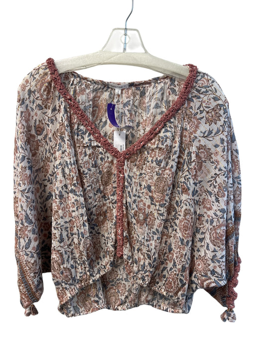 Poupette St. Barth Size One Size Pink Multi Cotton V Neck Short Sleeve Top Pink Multi / One Size