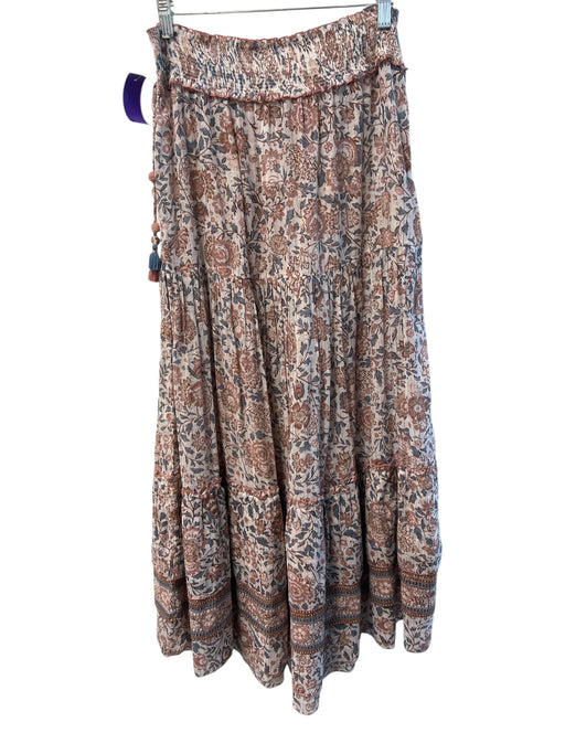 Poupette St. Barth Size M/L Pink & Multi Cotton Elastic Waist Floral Print Skirt Pink & Multi / M/L