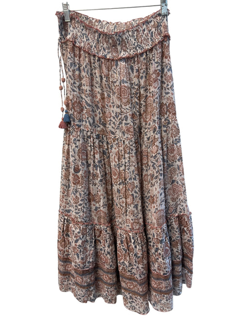 Poupette St. Barth Size M/L Pink & Multi Cotton Elastic Waist Floral Print Skirt Pink & Multi / M/L