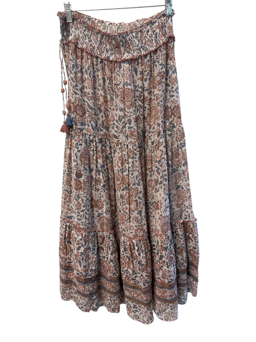 Poupette St. Barth Size M/L Pink & Multi Cotton Elastic Waist Floral Print Skirt Pink & Multi / M/L