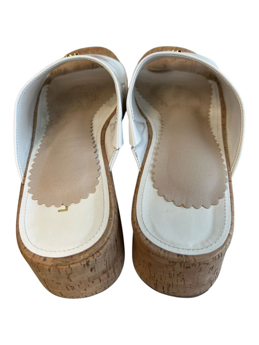 Larroude Shoe Size 9 White Patent Leather Cork Open Toe & Heel Platform Shoes White / 9