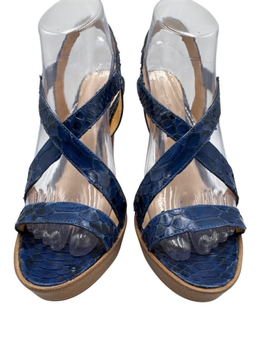 Alexandre Birman Shoe Size 9 Blue Python Strappy Snake Skin Open Toe Sandals Blue / 9