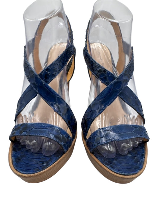 Alexandre Birman Shoe Size 9 Blue Python Strappy Snake Skin Open Toe Sandals Blue / 9