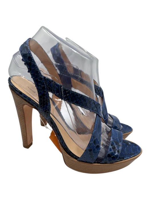 Alexandre Birman Shoe Size 9 Blue Python Strappy Snake Skin Open Toe Sandals Blue / 9