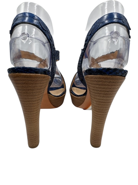 Alexandre Birman Shoe Size 9 Blue Python Strappy Snake Skin Open Toe Sandals Blue / 9