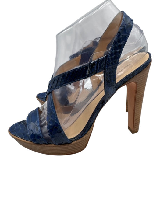 Alexandre Birman Shoe Size 9 Blue Python Strappy Snake Skin Open Toe Sandals Blue / 9