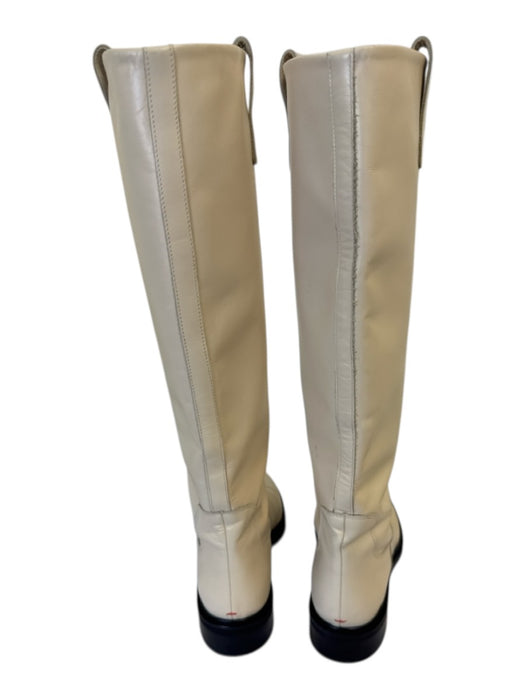 aeyde Shoe Size 39 Cream White Leather Upper Round Toe Knee High Pull Tabs Boots Cream White / 39
