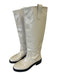 aeyde Shoe Size 39 Cream White Leather Upper Round Toe Knee High Pull Tabs Boots Cream White / 39