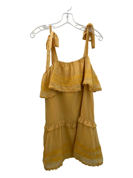 Tularosa Size S Mustard Polyester Lace Detail tie strap Mini Tiered Dress Mustard / S