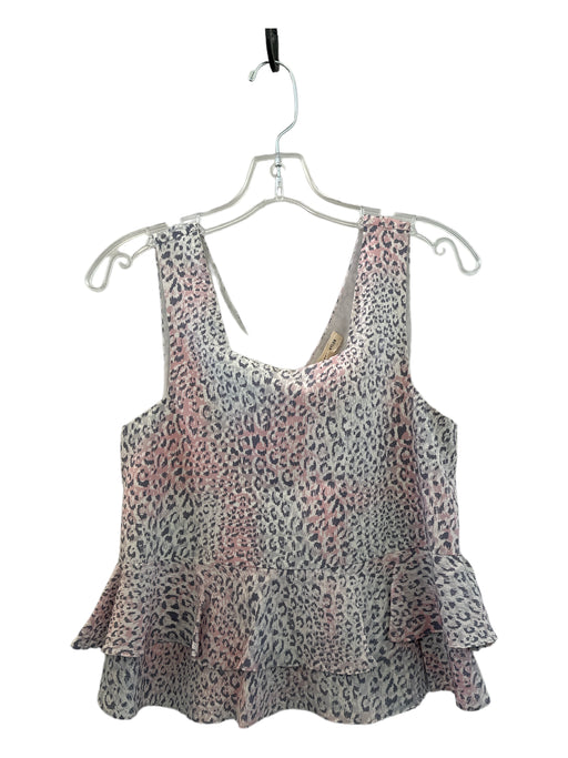 Rebecca Taylor Size 0 Lavender & Pink Print Silk Polyester Back Zip Top Lavender & Pink Print / 0