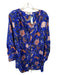 Diane Von Furstenberg Size 4 Blue & Peach Silk Long Sleeve Botanical Dress Blue & Peach / 4