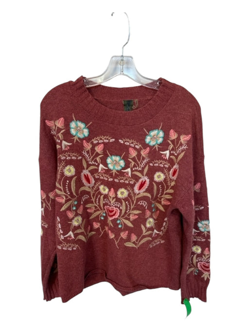 Aratta Silent Journey Size M red & cream Polyester Blend Long Sleeve Sweater red & cream / M