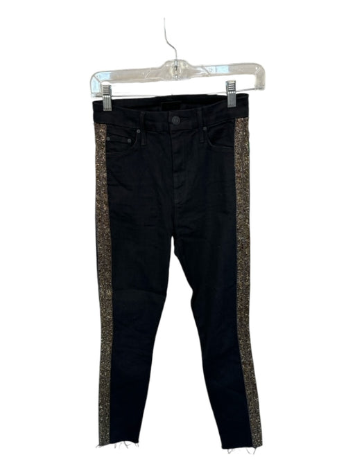 Mother Size 25 Black & Bronze Cotton Blend Beaded High Rise Jeans Black & Bronze / 25