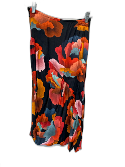 Farm Rio Size S Red & Navy Silk Abstract Midi Skirt Red & Navy / S