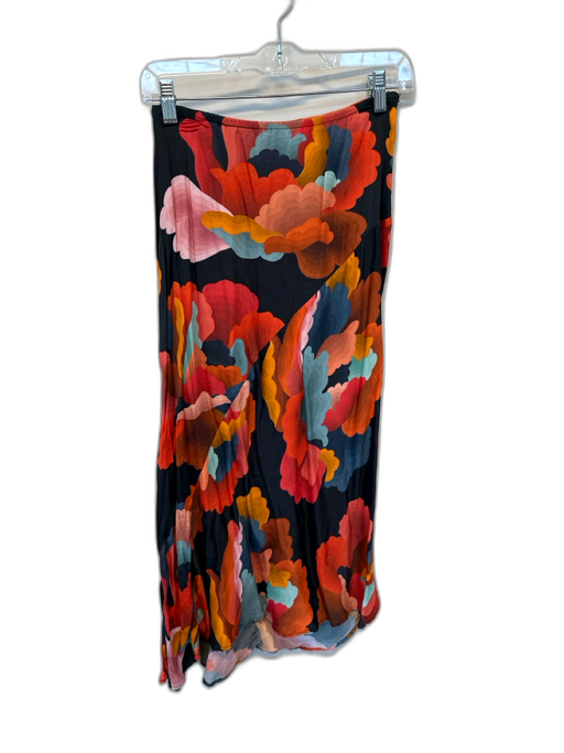 Farm Rio Size S Red & Navy Silk Abstract Midi Skirt Red & Navy / S