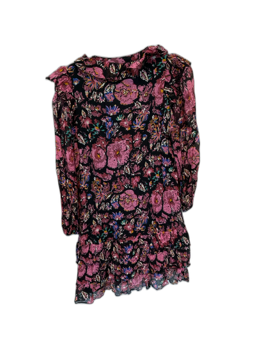 Cleobella Size XS Purple & Black Nylon Floral Abstract Long Sleeve Dress Purple & Black / XS