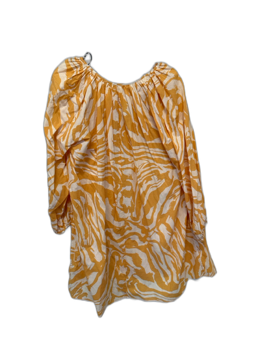H&M Size XS Orange & White Cotton Abstract Long Sleeve Mini Dress Orange & White / XS