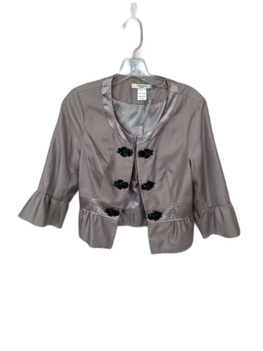 Vertigo Size S Silver Polyester Long Sleeve Jewel Clasp Top Silver / S